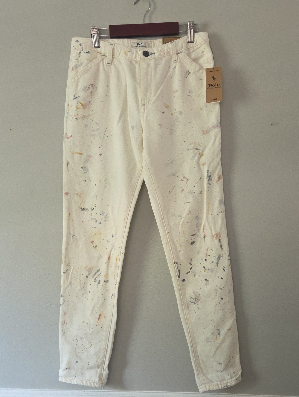 NWT Polo RL White Paint Splatter Slim Boyfriend Jeans (16)